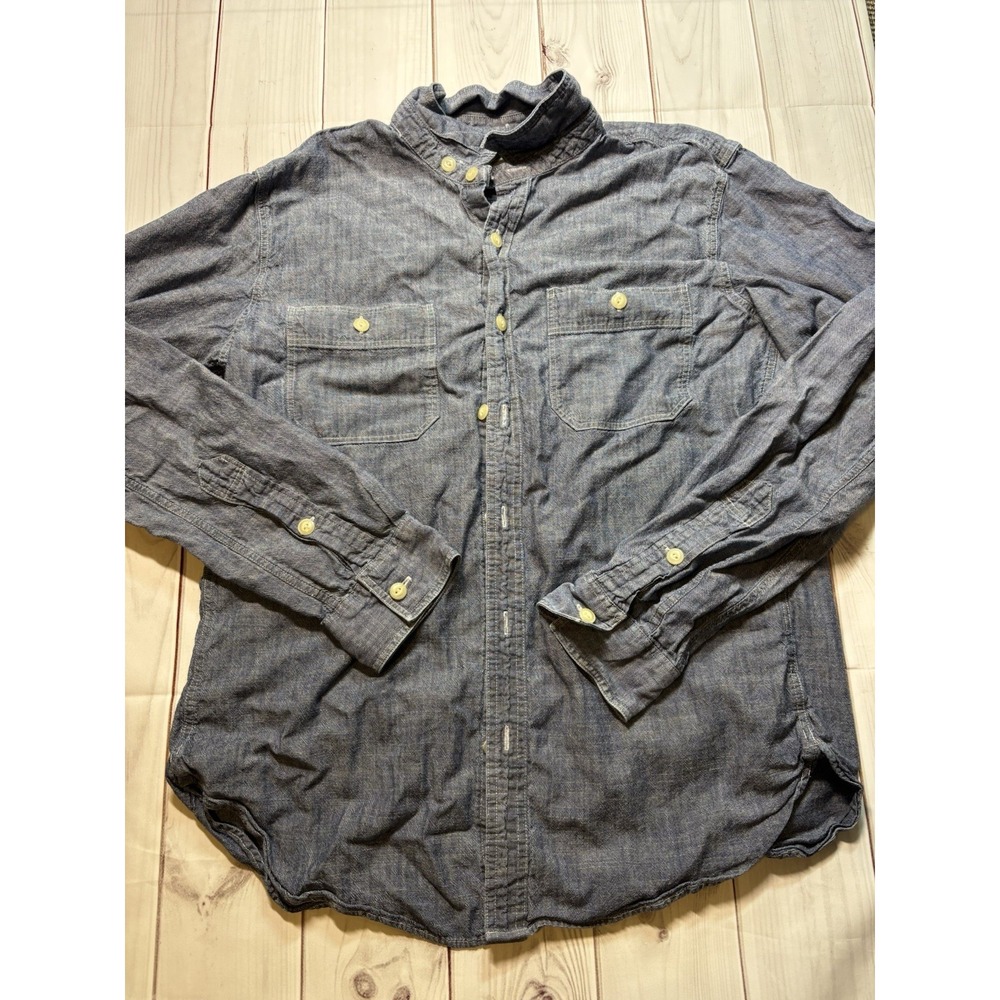 J.CREW Men's Red Chambray Button-Up Shirt, Size Medium, 100% Cotton